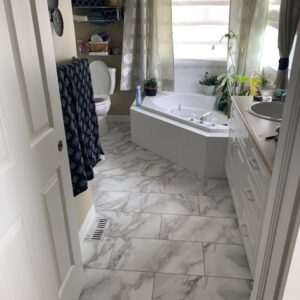 Tile flooring in bathroom