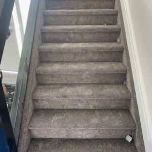 New carpet installation on stairs