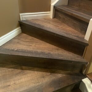 Laminate hardwood flooring on stairs